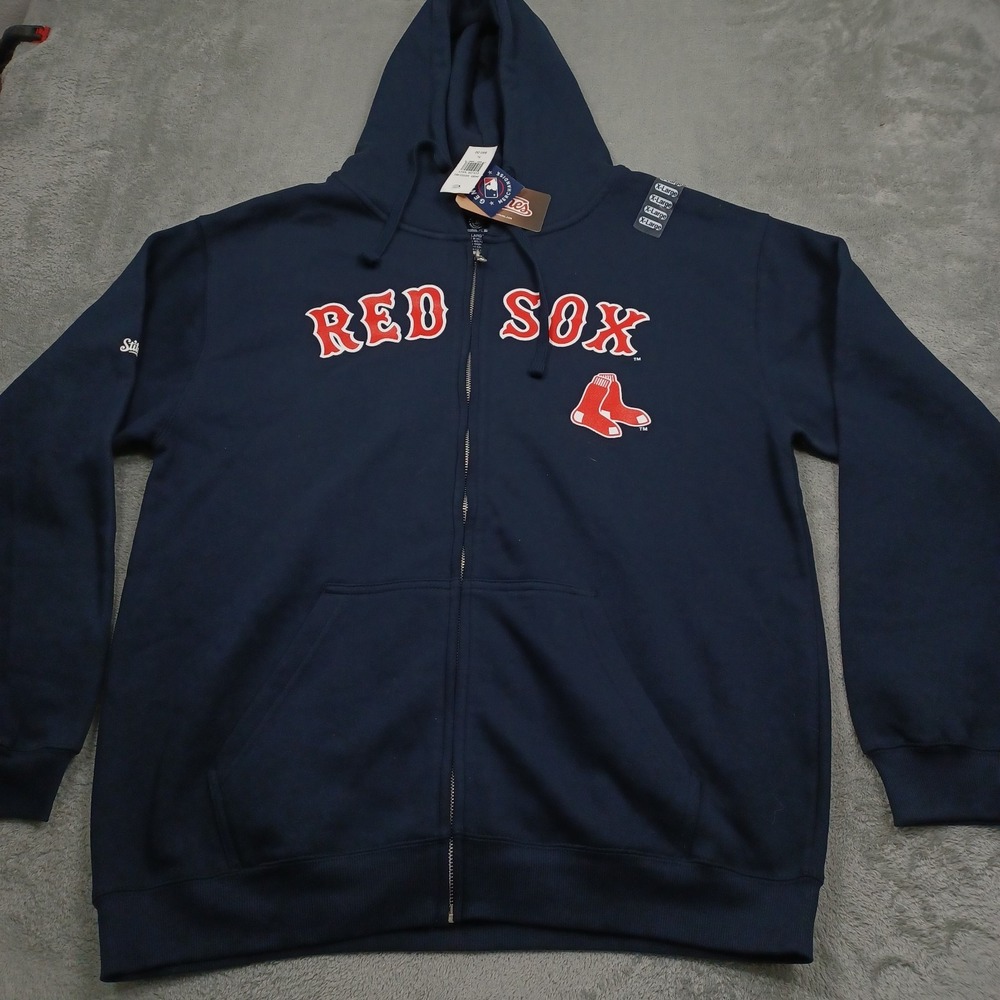 Boston Red Soxs Jacket Mens XL Blue Full Zip Hooded MLB Baseball NWT